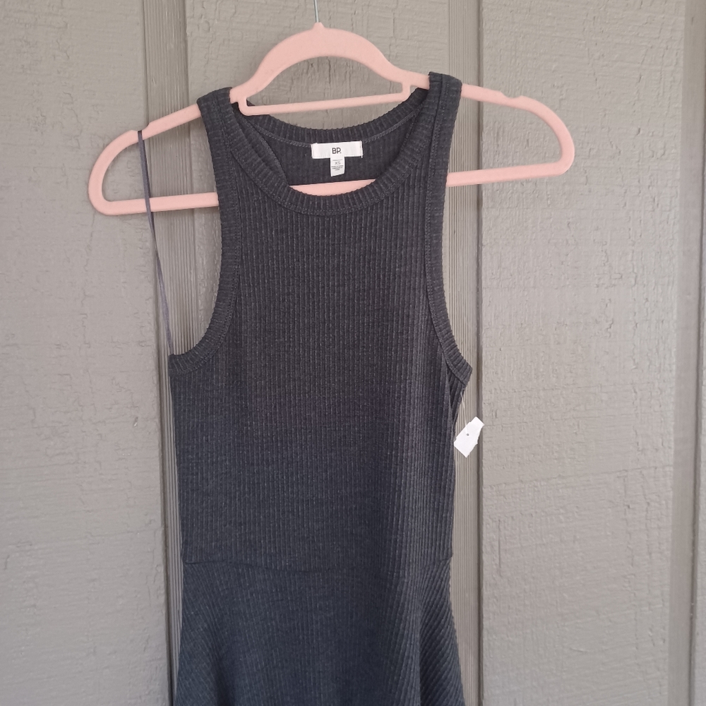 BP Sleeveless Rib Minidress Size XS Color Charcoal Grey Preppy - Picture 2 of 13